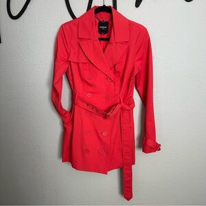 Bebe small coral red trench coat